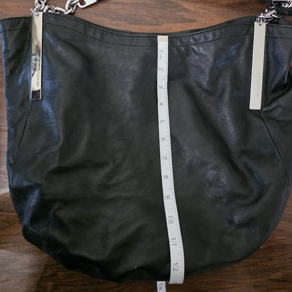 Michael Kors Black Shoulder Bag with Silver Accents - Picture 9 of 11